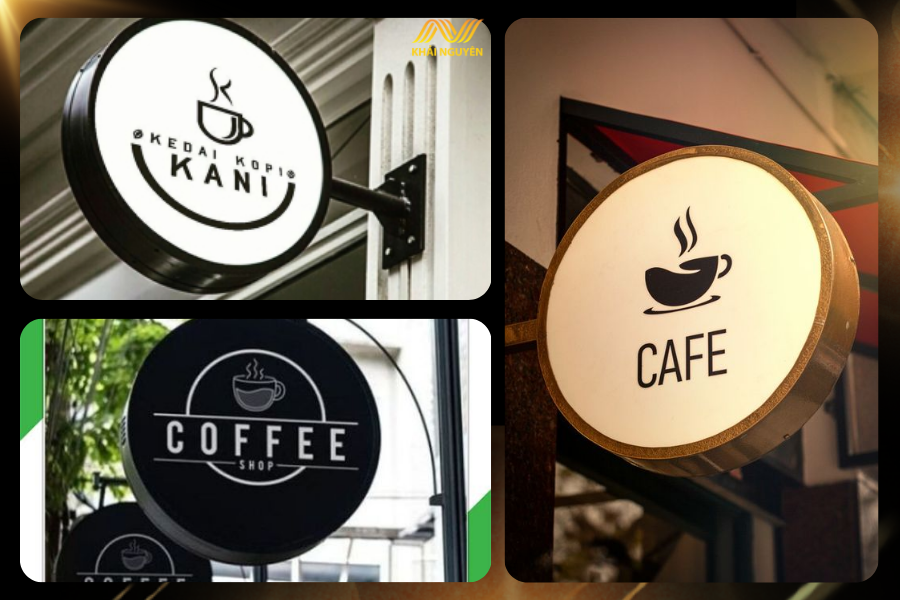 Biển vẫy tròn giúp không gian quán cafe sang trọng hơn