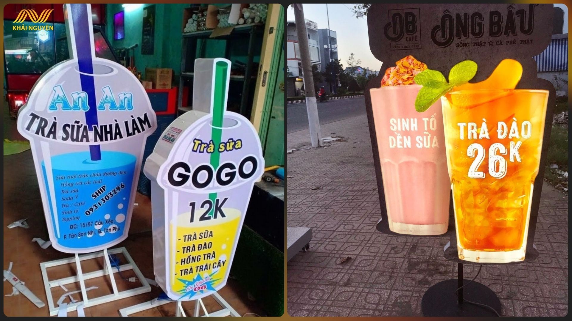 Biển vẫy trà sữa đẹp dễ gây ấn tượng với khách hàng