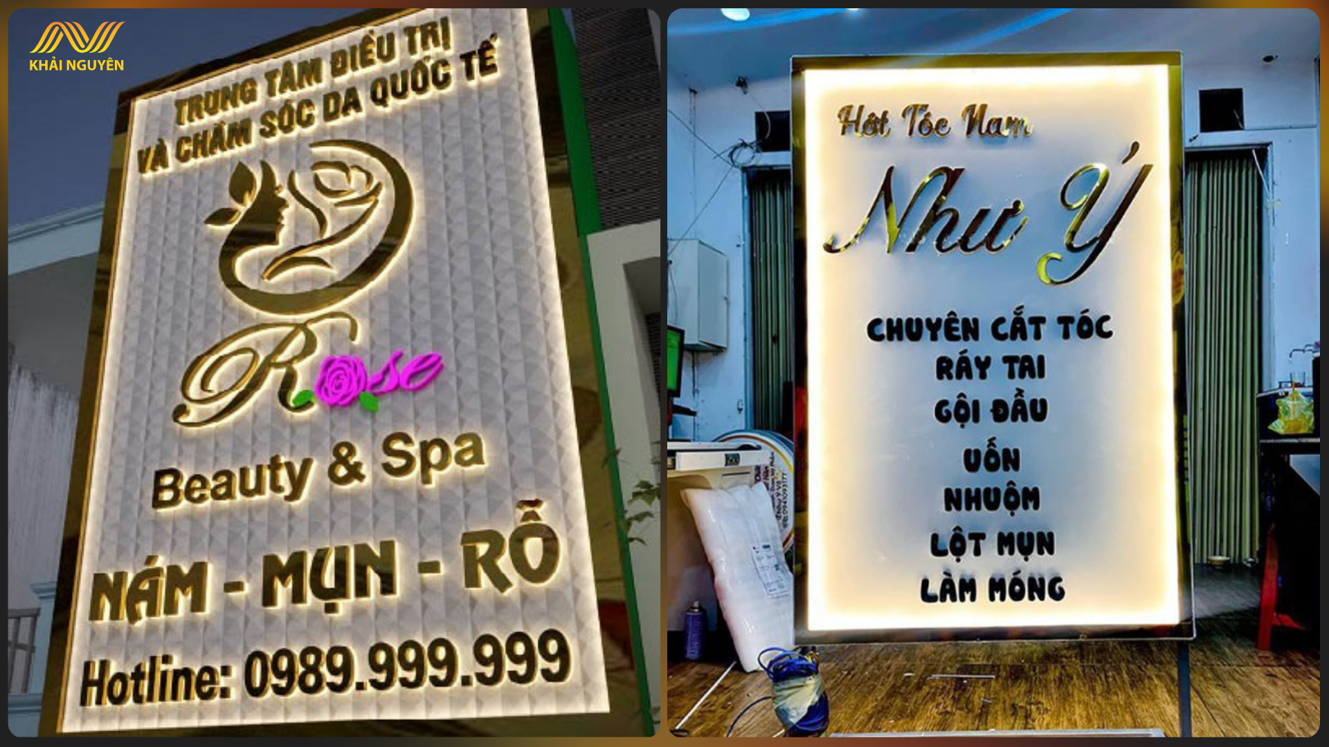 Bảng hiệu bằng mica hoặc chữ nổi alu giúp cửa hàng thêm nổi bật