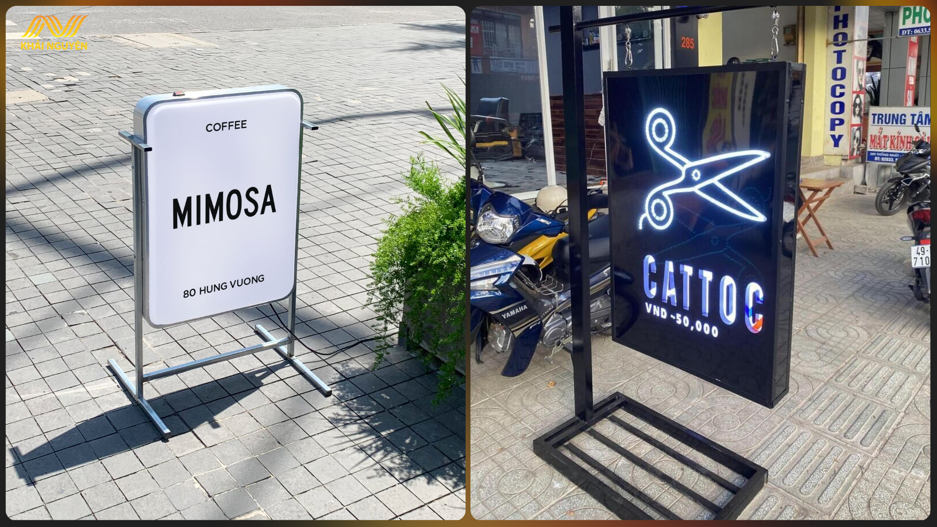 Chi phí bảng hiệu phụ thuộc vào chất liệu và kích thước 