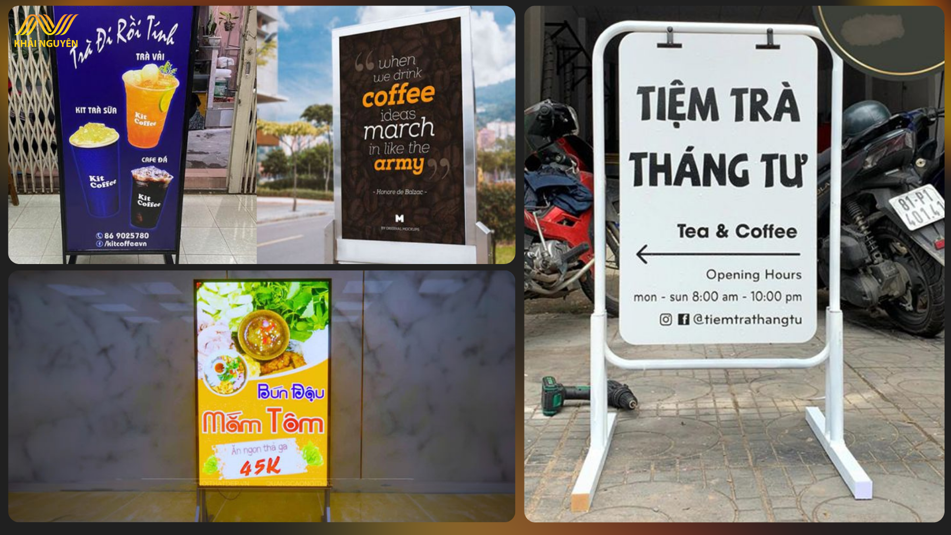 Biển hiệu đứng phù hợp với nhiều loại hình dịch vụ 