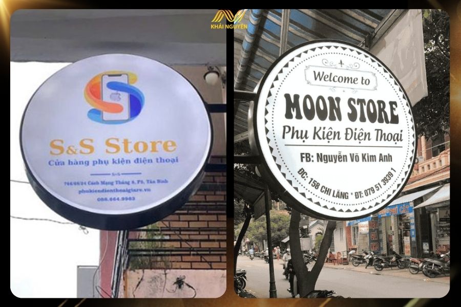 Biển vẫy điện thoại tròn hiện đại sang trọng