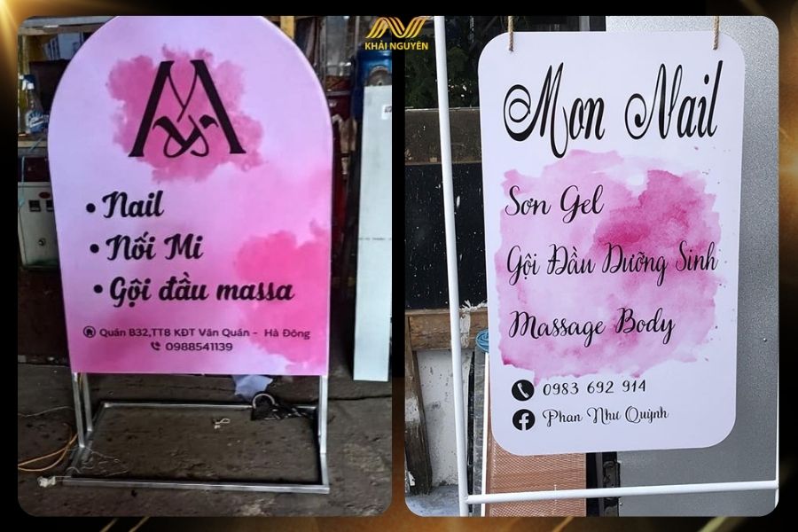 Biển vẫy có chữ “Makeup” hoặc “Cosmetic” đơn giản nhưng tính nhận diện cao