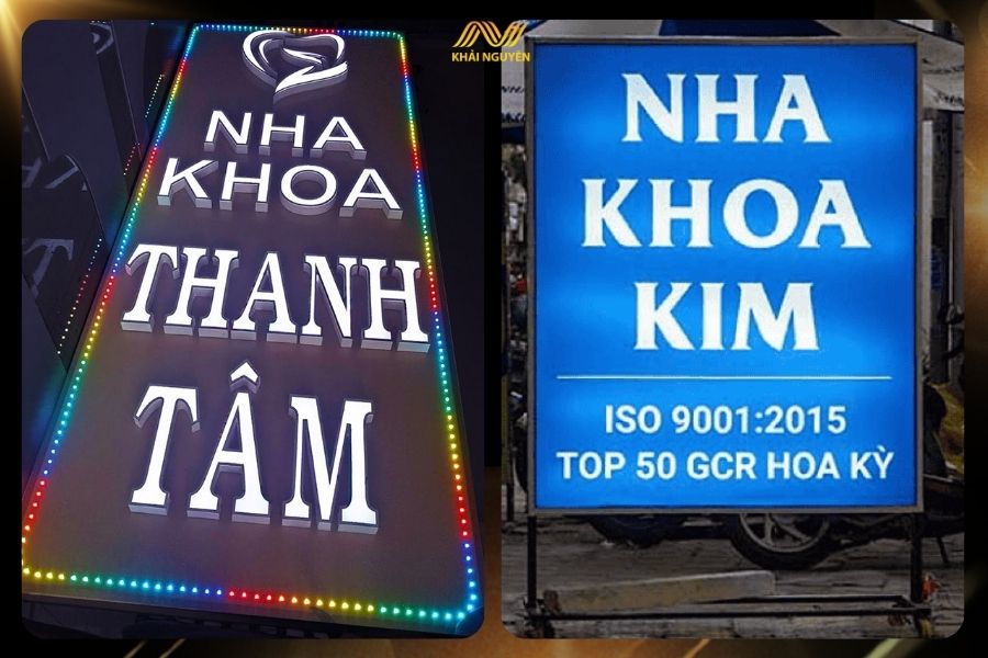 Có nhiều mẫu biển vẫy khác nhau tùy theo phong cách nha khoa