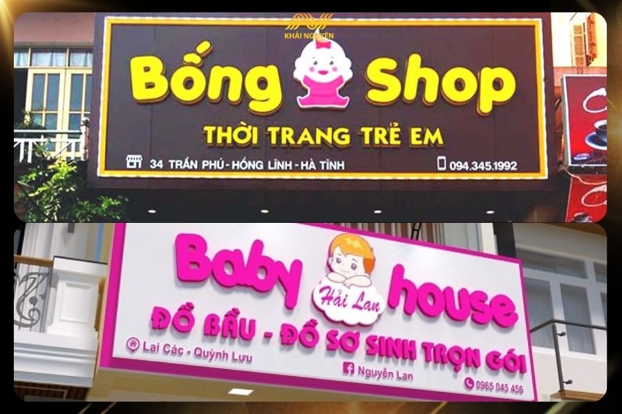 Biển hiệu shop quần áo thường có màu sắc sinh động thu hút