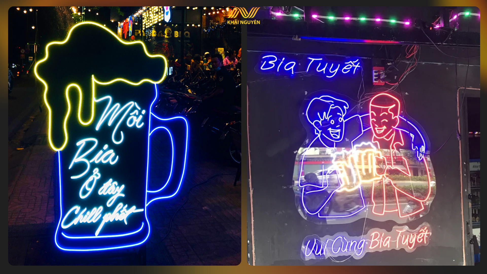 Biển mica hộp đèn sáng giúp quán bia thêm nổi bật hơn