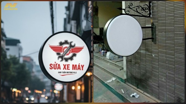 Hộp đèn mica đèn led phù hợp với cửa hàng có diện tích mặt tiền nhỏ