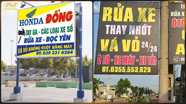 Biển vẫy sửa xe máy với màu sắc nổi bật