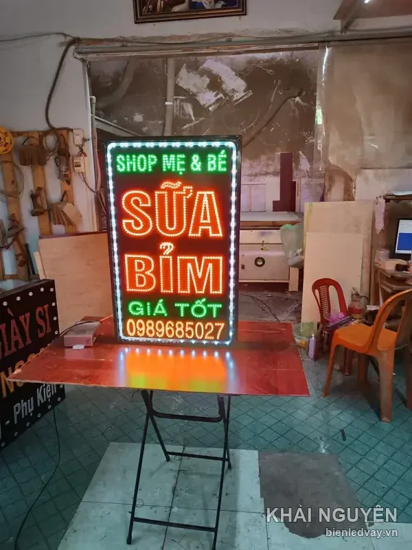 Biển vẫy LED Shop Mẹ và Bé, toàn mặt chữ Sữa Bỉm Giá Tốt
