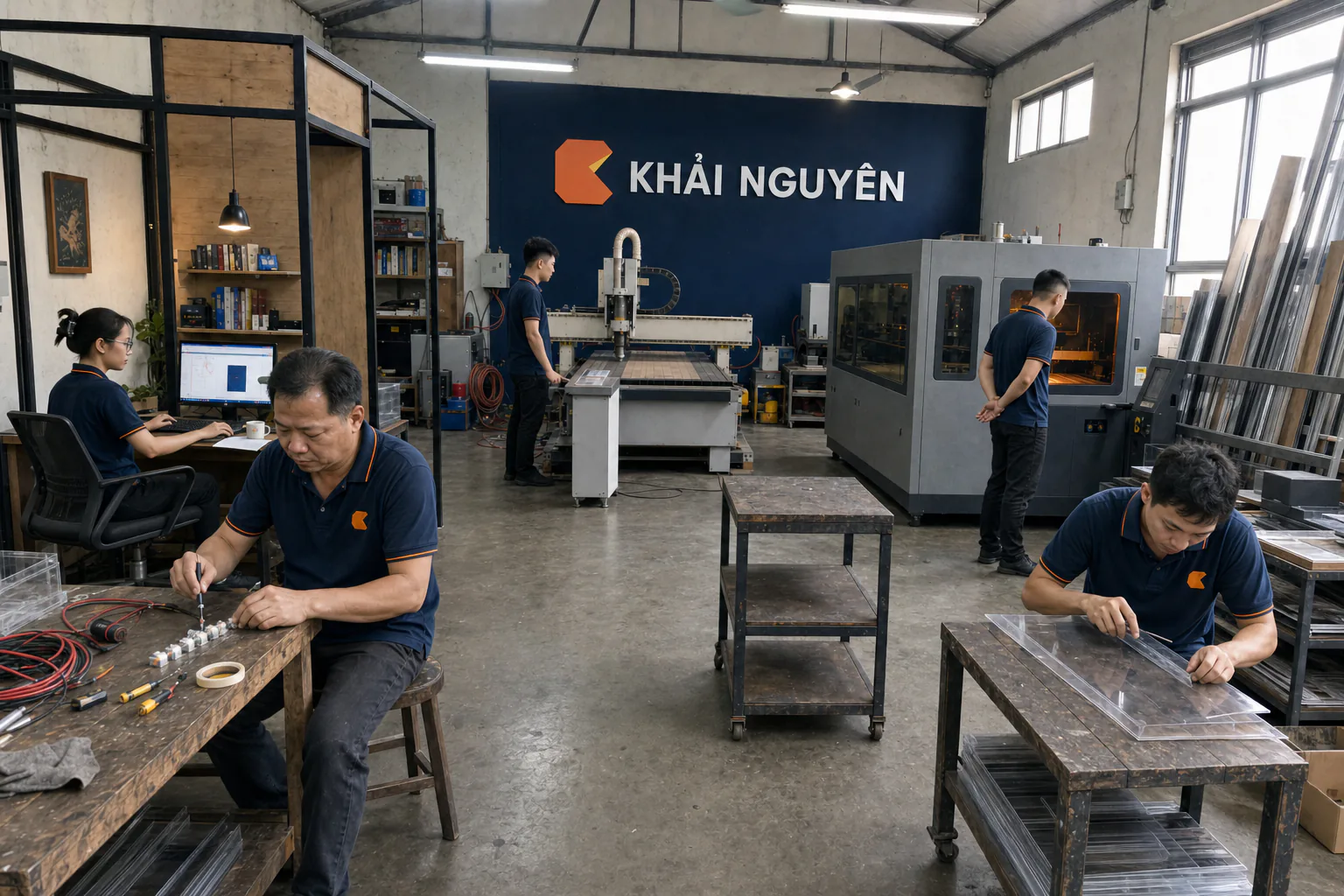 Minh họa không gian sản xuất biển hiệu Khải Nguyên