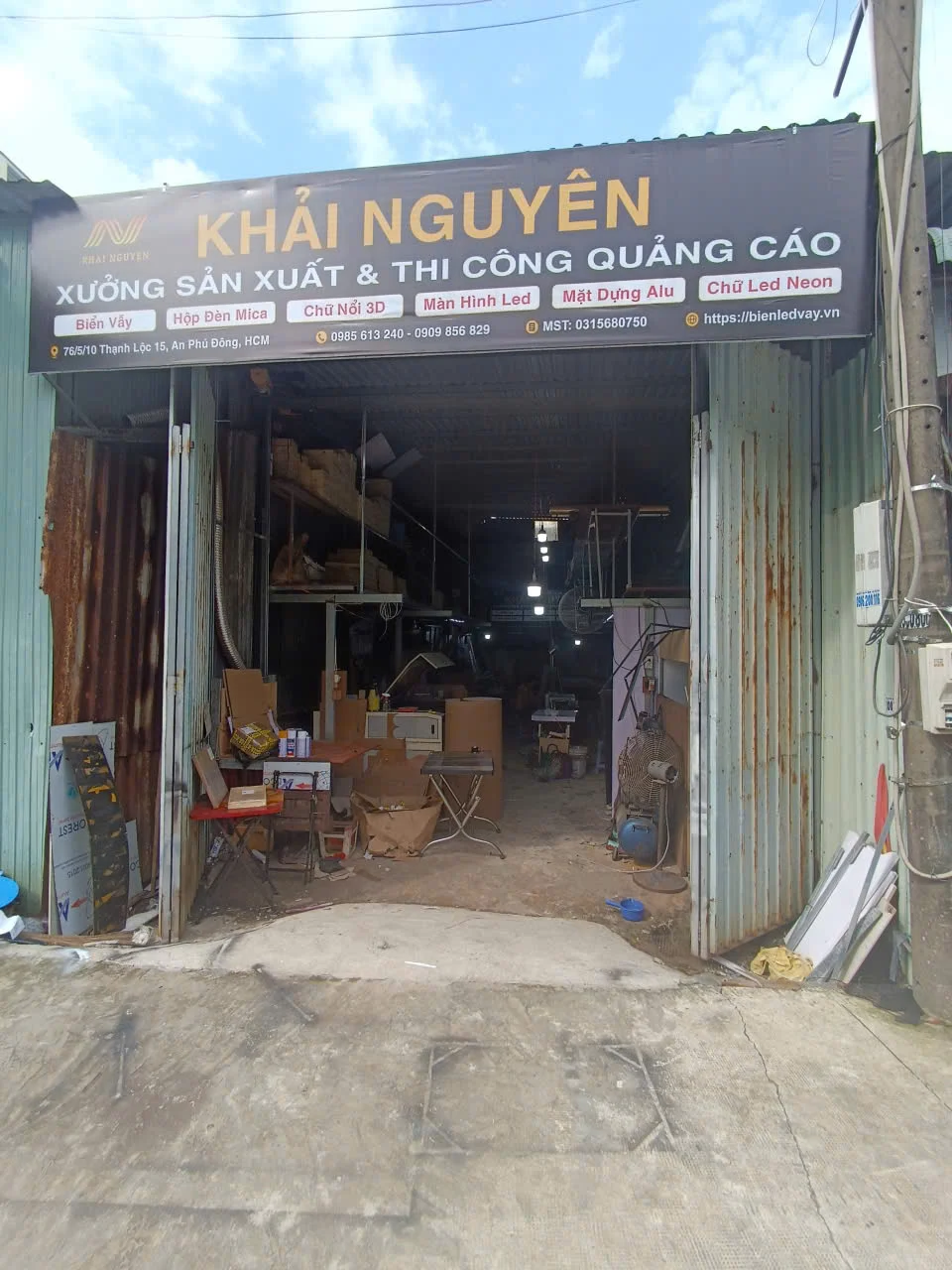 Mặt tiền xưởng Khải Nguyên tại 76/5/10 Thạnh Lộc 15, An Phú Đông