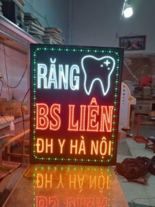 Biển vẫy LED nha khoa BS Liễn chữ RĂNG kèm hình răng phát sáng