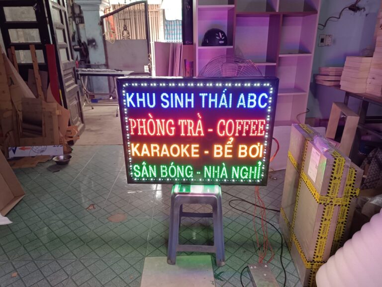 Biển vẫy LED quán karaoke KTV Khu Sinh Thái ABC nhiều dòng chữ nhiều màu