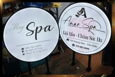 Biển vẫy tròn cho spa thử tại xưởng Hai mẫu biển vẫy tròn cho spa được thử tại xưởng