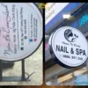 Mẫu biển vẫy tròn cho spa và tiệm nail Biển vẫy tròn cho tiệm làm đẹp tại xưởng và mặt tiền