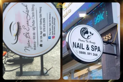Mẫu biển vẫy tròn cho spa và tiệm nail Biển vẫy tròn cho tiệm làm đẹp tại xưởng và mặt tiền