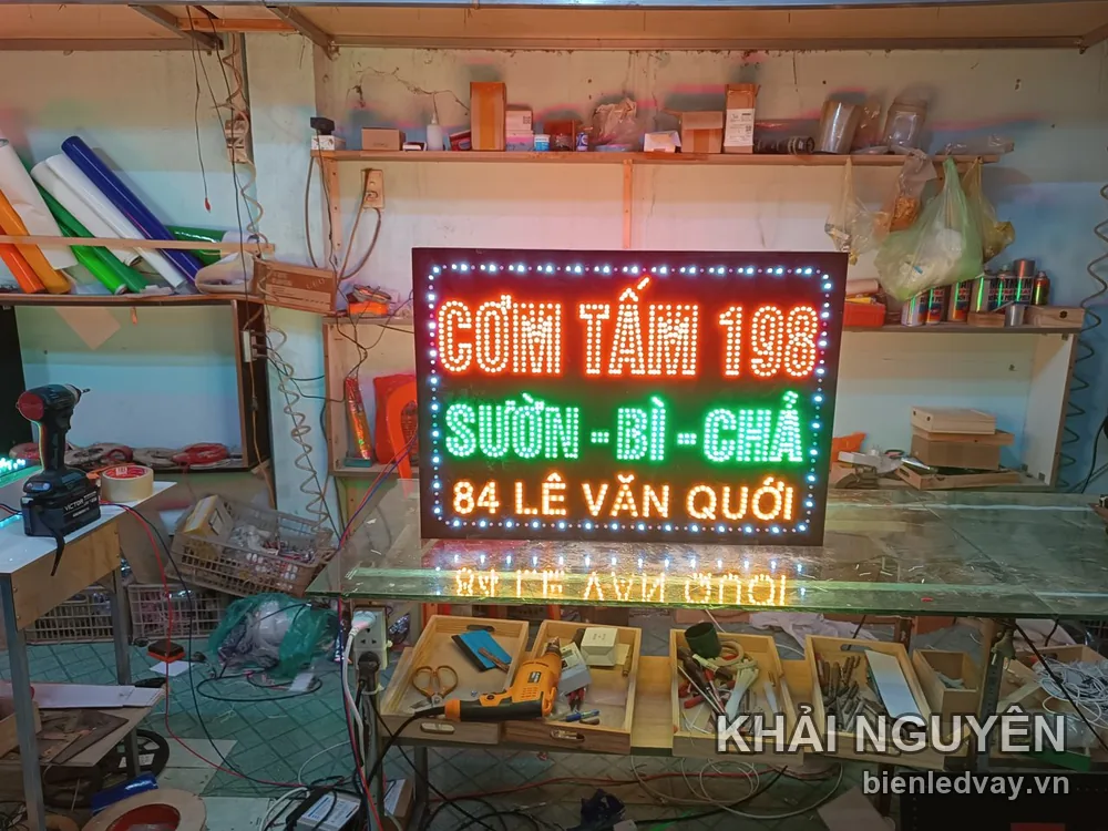 Biển vẫy LED CƠM TẤM 198 chữ đỏ