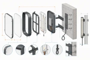 Minh họa các lớp cấu tạo và điểm treo trong bản vẽ biển vẫy